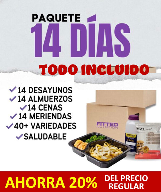 PLAN 14 DÍAS TODO INCLUIDO (14 desayunos, 14 almuerzos, 14 cenas, 14 meriendas)