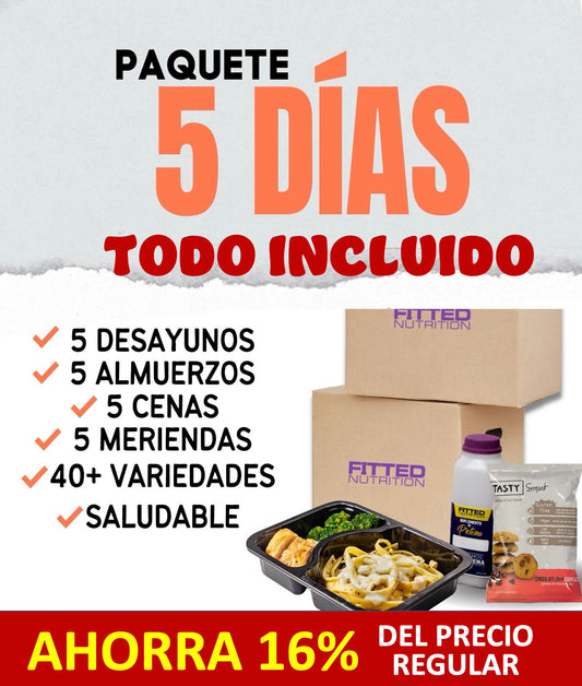 PLAN TODO INCLUIDO 5 días. (5 desayunos, 5 almuerzos, 5 cenas, 5 meriendas)