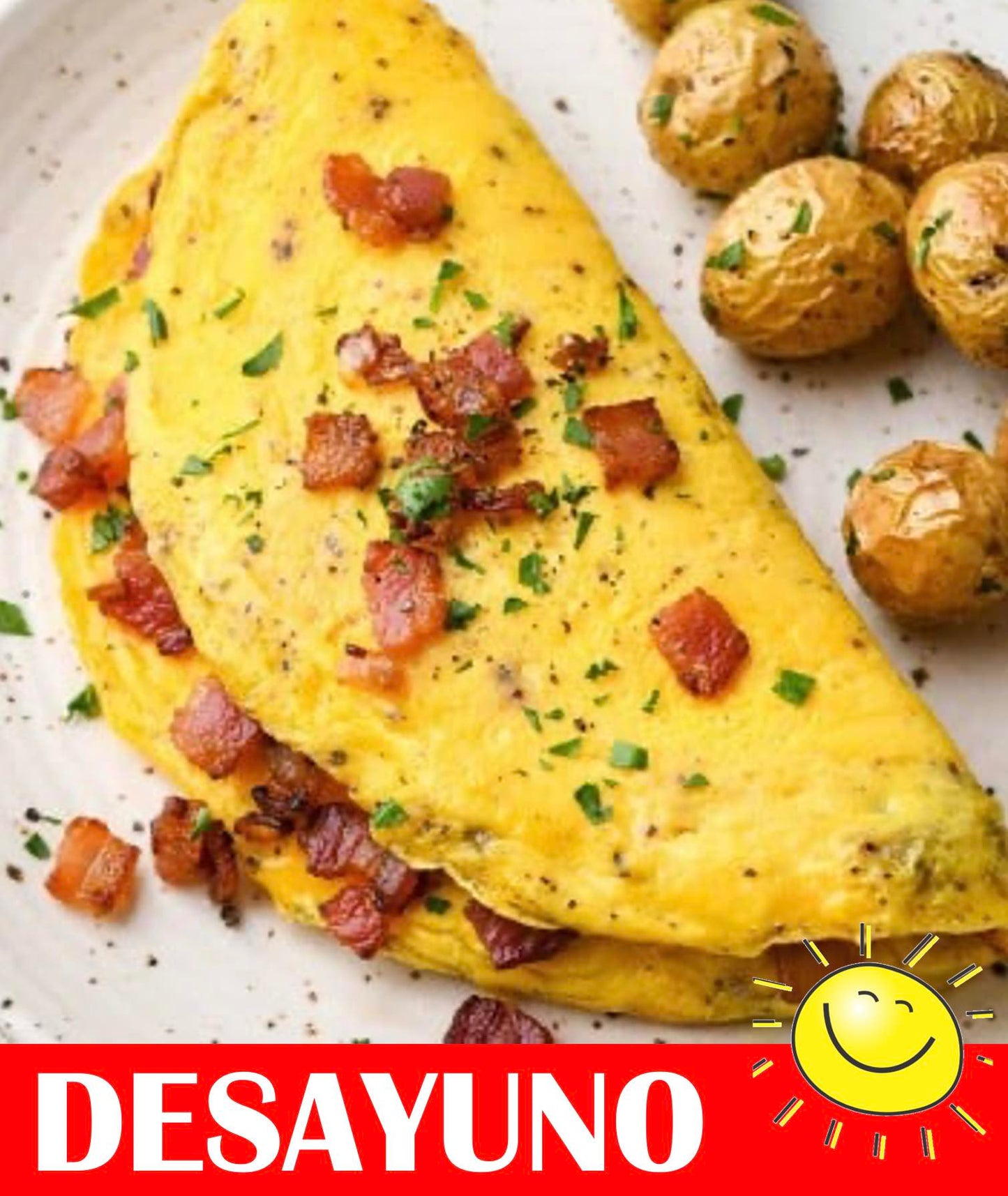 FNB007 - Omelette de Jamon y Vegetales con Papas Salteadas