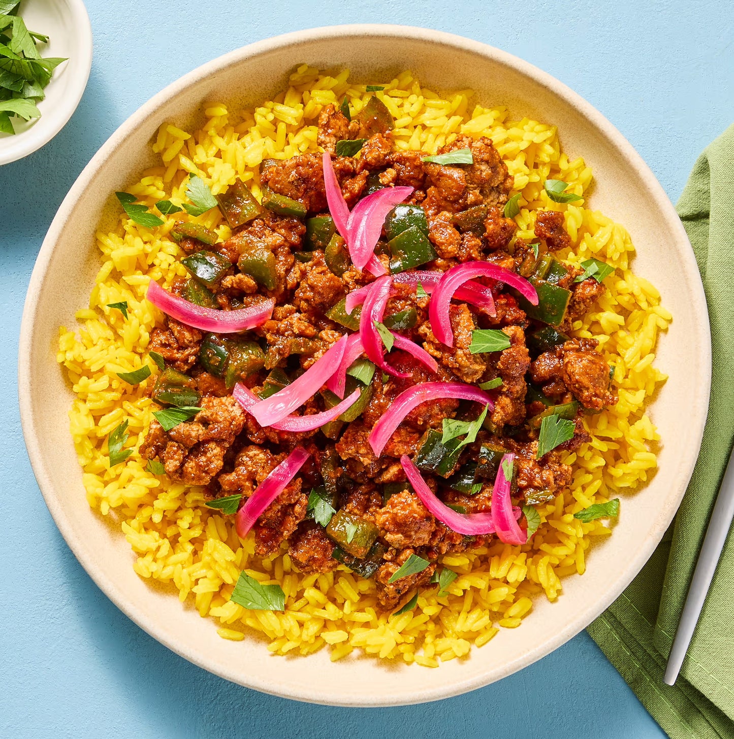 FN079- Arroz Mamposteao con Molida de Pavo Guisada y Vegetales