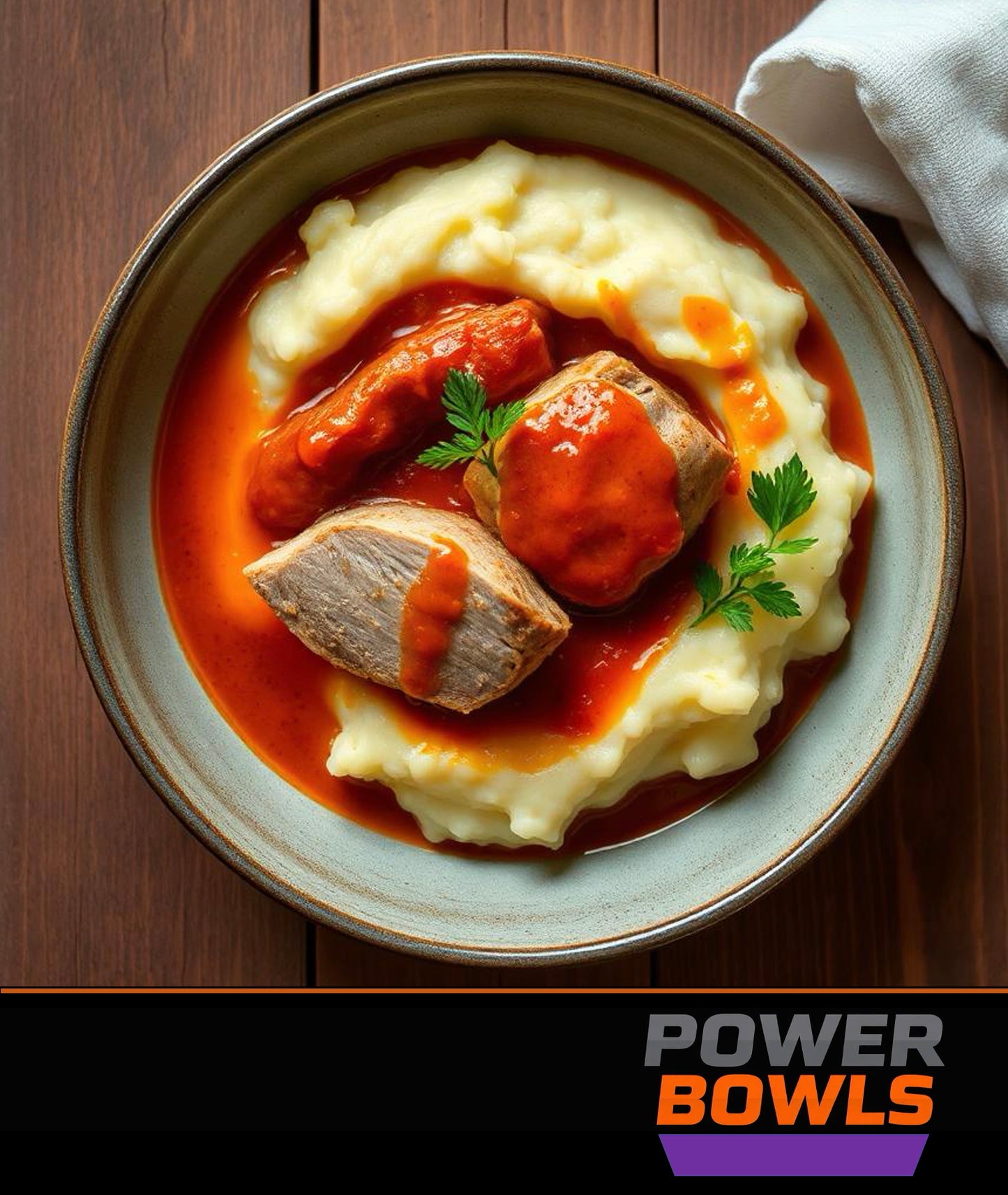 FN092 - "POWER BOWL" de Majado de Papa y Yuca con Filete de Lomo de Cerdo en Salsa Criolla