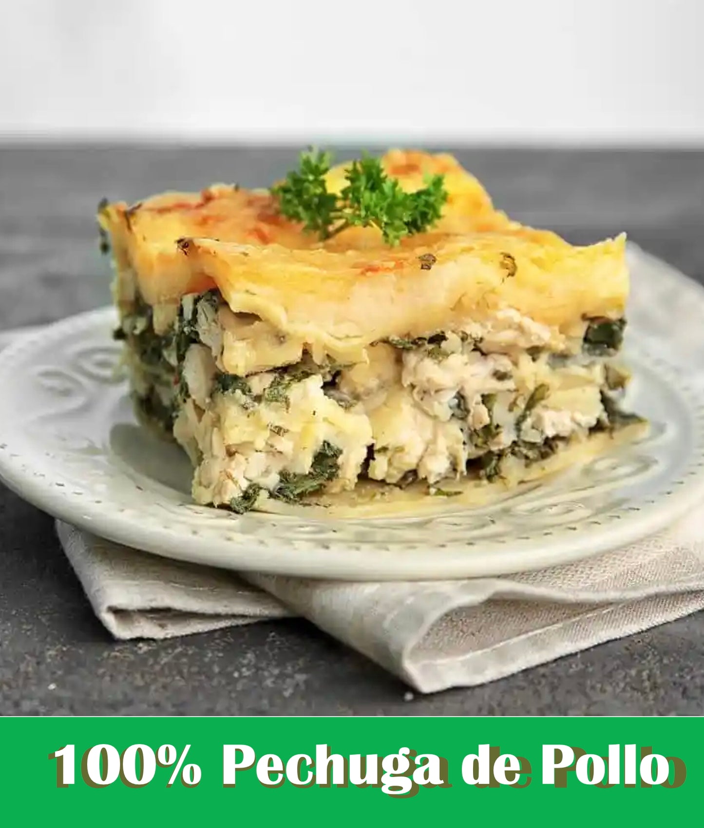 FN101 - Lasaña de Pollo y Espinaca en Salsa Alfredo