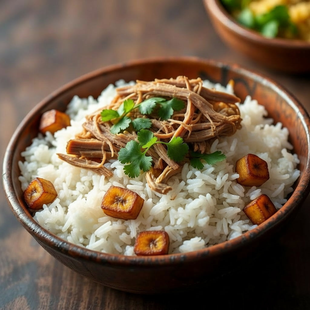 FN133 - Arroz Blanco, Ropa Vieja y Platano Maduro Asado