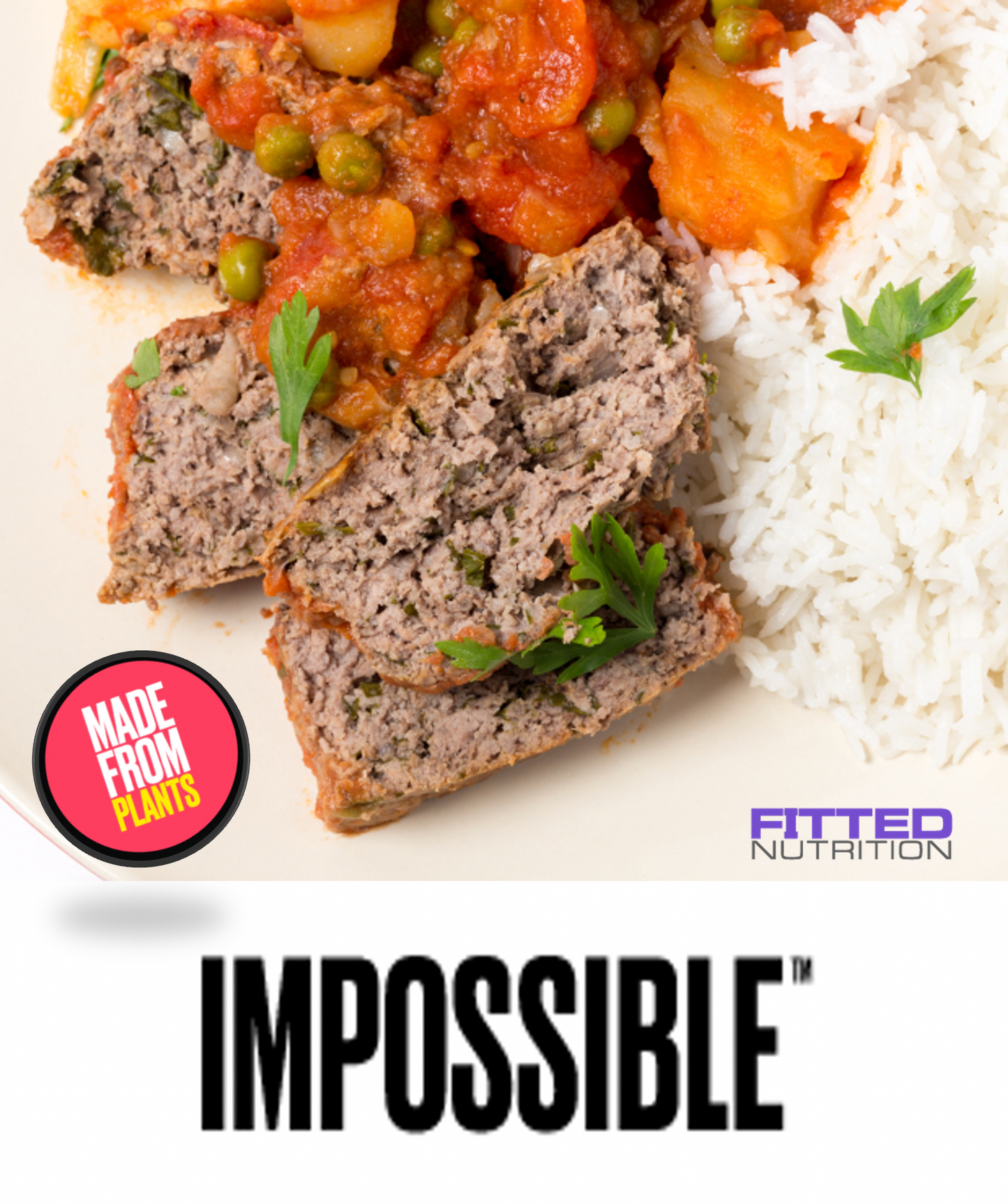 FN176 - IMPOSSIBLE MEATLOAF EN SALSA CRIOLLA CON ARROZ BLANCO Y AMARILLOS