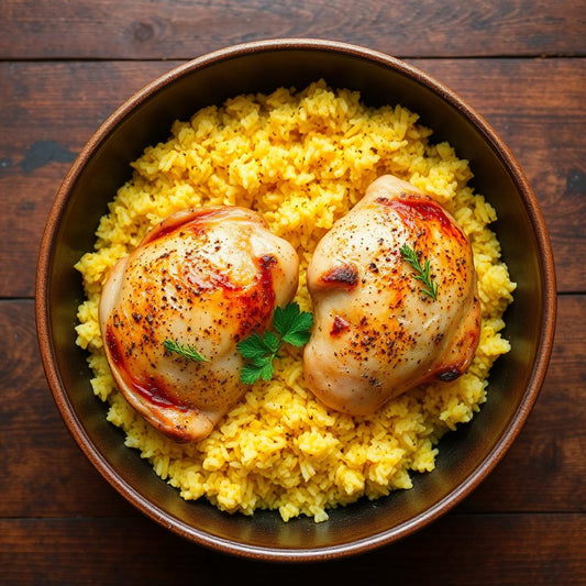 FN243 Arroz con Salchica y Pollo Asado (Cadera) y Amarillos