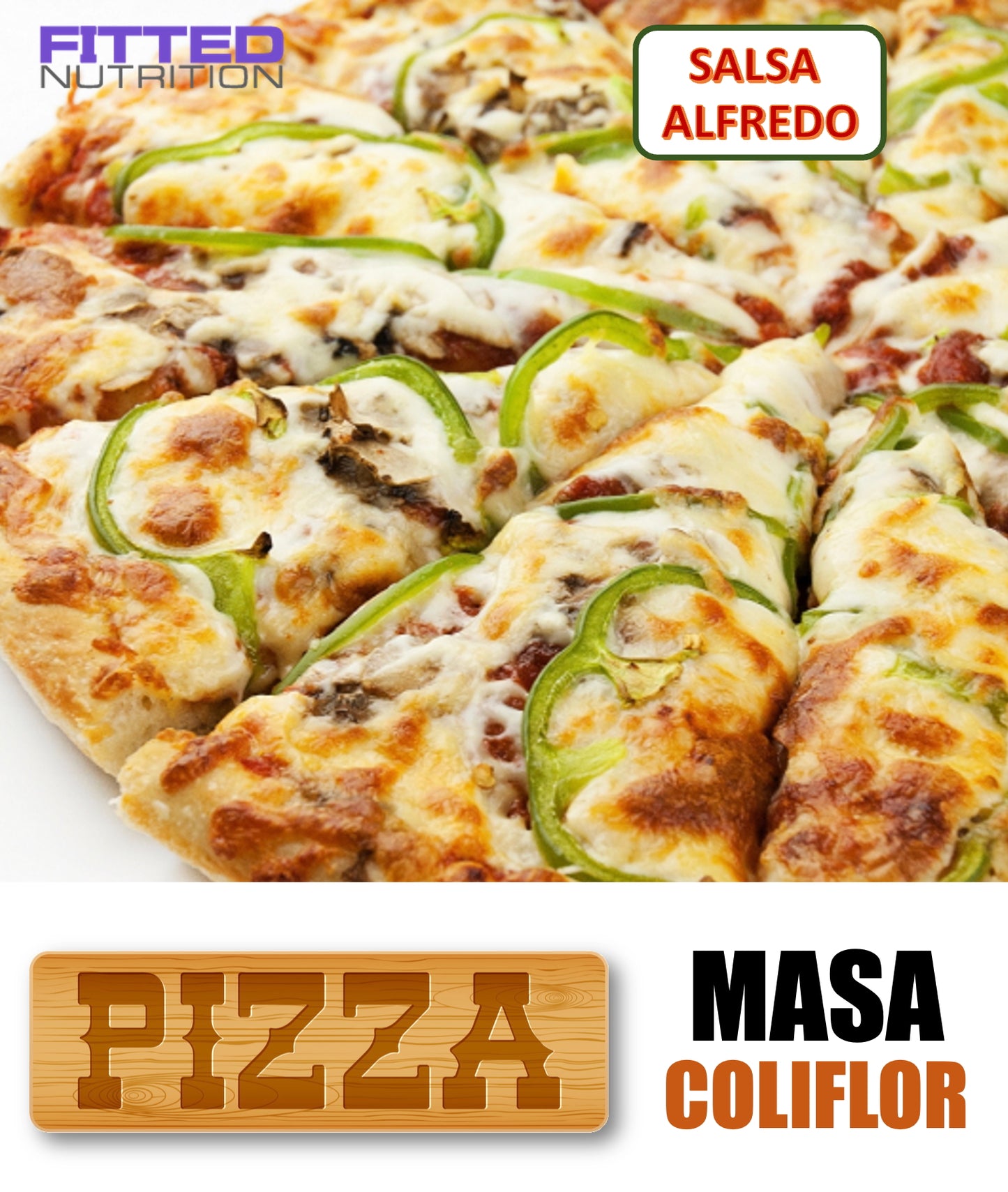 FN248 - Pizza Masa de Coliflor con Salsa Alfredo y Vegetales