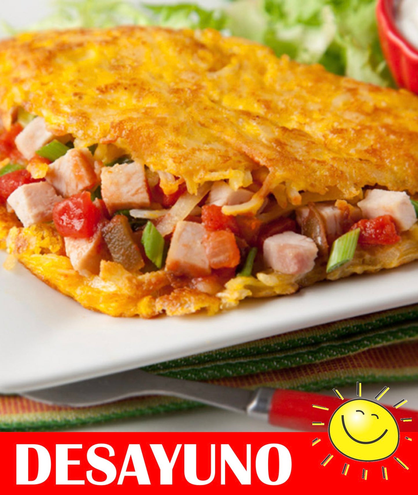 FNB049 - Omelette de Jamon, Queso y Vegetales con Hashbrowns