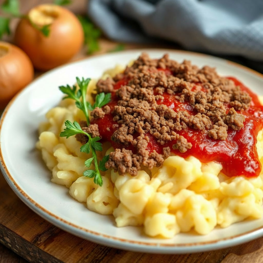 FN139-"Caserole" de Pavo en Salsa Marinara sobre Majado de Papa, Queso Mozarella y Vegetales