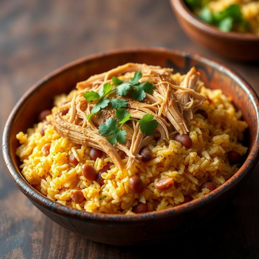 FN253- Arroz Mamposteao, Cadera de Pollo Estofada y Amarillo Asado