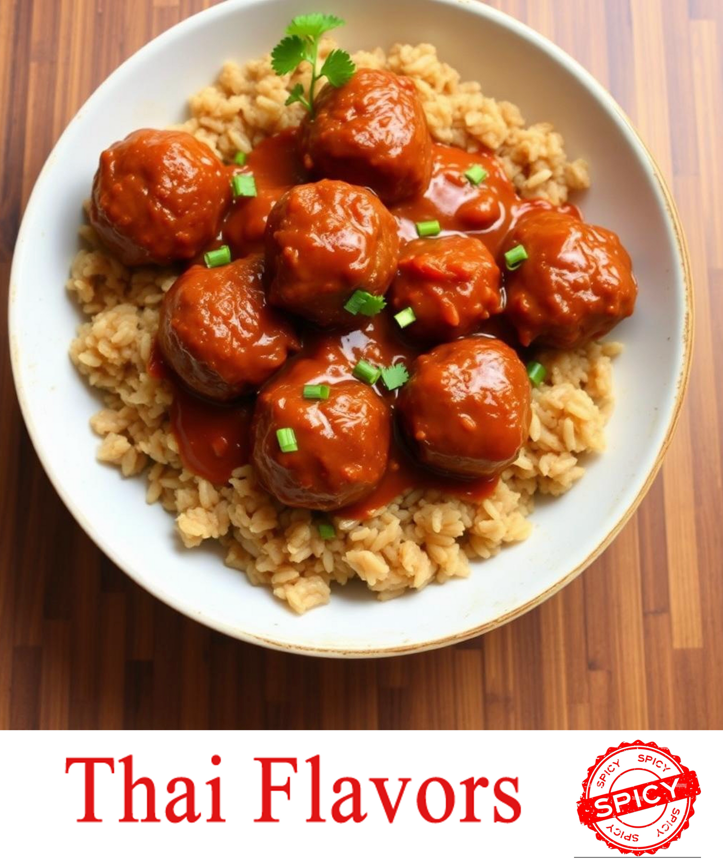 FN085 - Arroz con Cebolla, Albondigas Thai Sweety Chilly y Brocoli (Spicy)