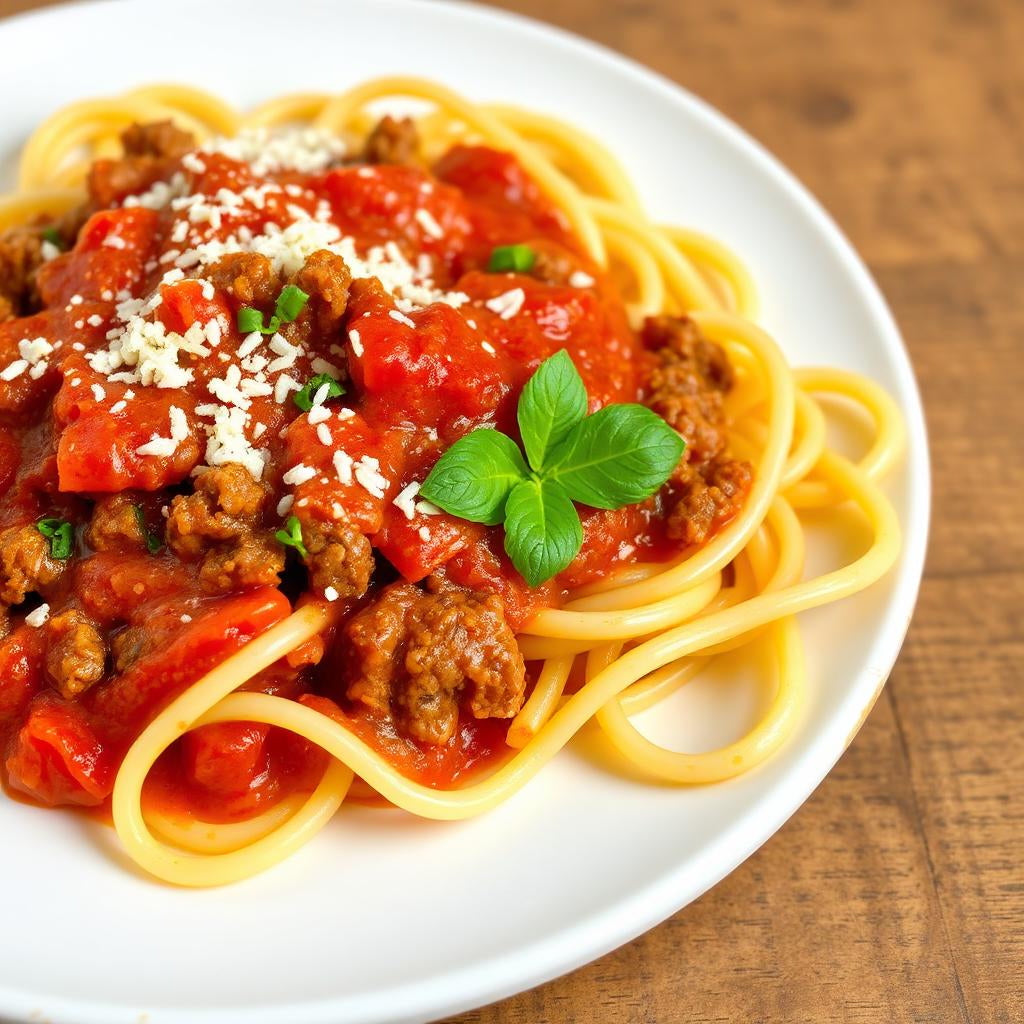 FN106- Espaghetti de Carne de Res en Salsa Marinara