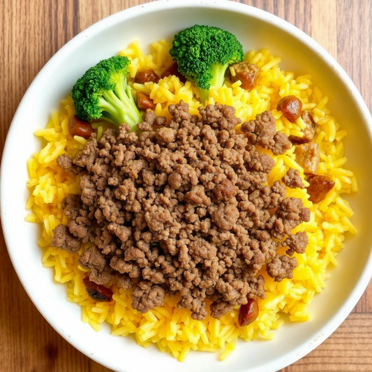 FN003- Arroz Guisado con Pavo Molido y Vegetales al Vapor