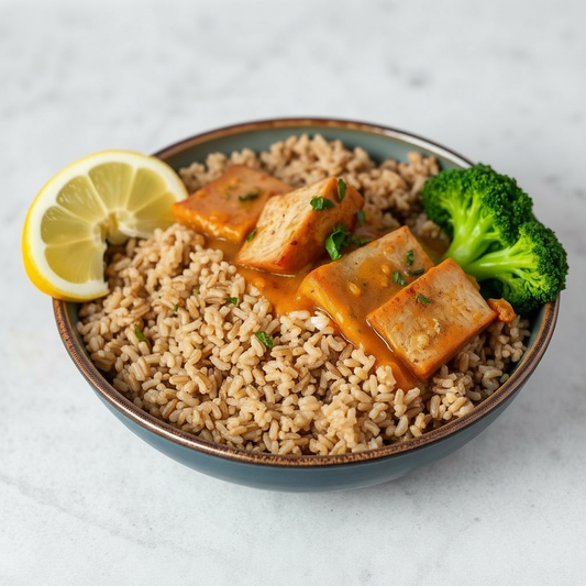 FN031 - Arroz con Cebolla y Lomo en Salsa de Guayaba, con Vegetales