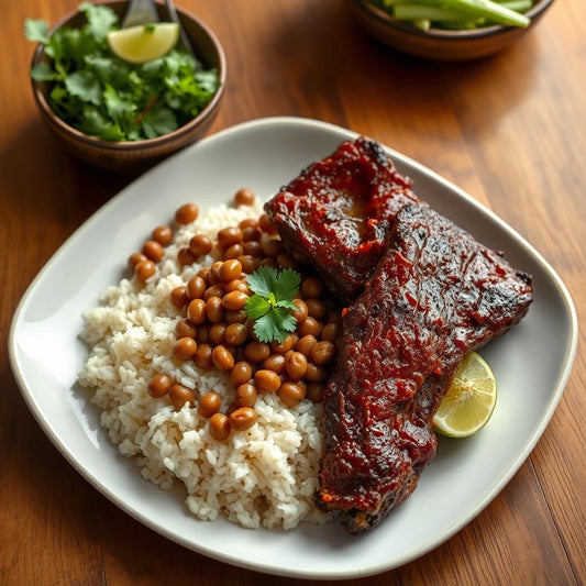 FN057 - Arroz Blanco con Gandules Guisados y Costillas BBQ