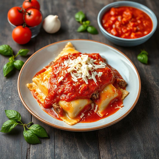 FN099 - RAVIOLI DE CARNE CON SALSA MARINARA Y MOZARELLA