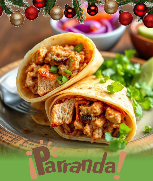 FN137 - BURRITO PARRANDA - Burrito relleno de Arroz con Gandules, Pernil y Pasteles
