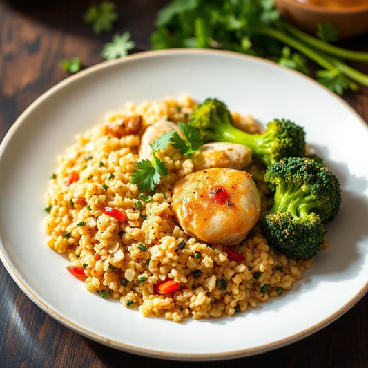 FN159 - Quinoa con Pechuga al Ajillo y Brocoli