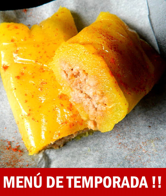 FN241 Pastel de Yuca relleno de Cerdo con Arroz Blanco y Vegetales