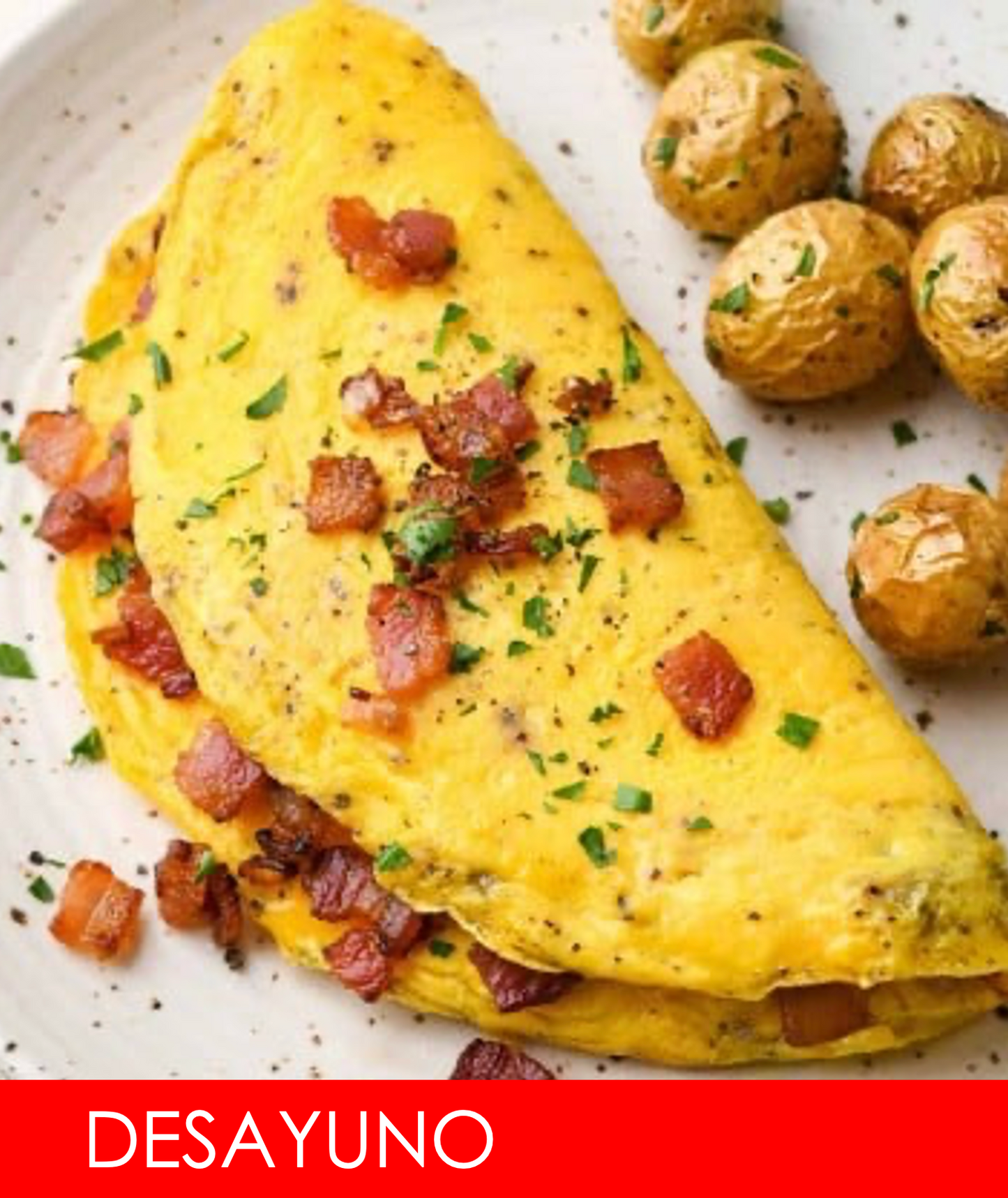 FNB007 - Omelette de Jamon y Vegetales con Papas Salteadas