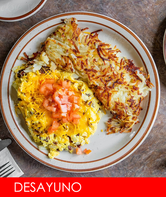 FNB022- OMELETTE DE JAMON QUESO VEGETALES Y HASH BROWN