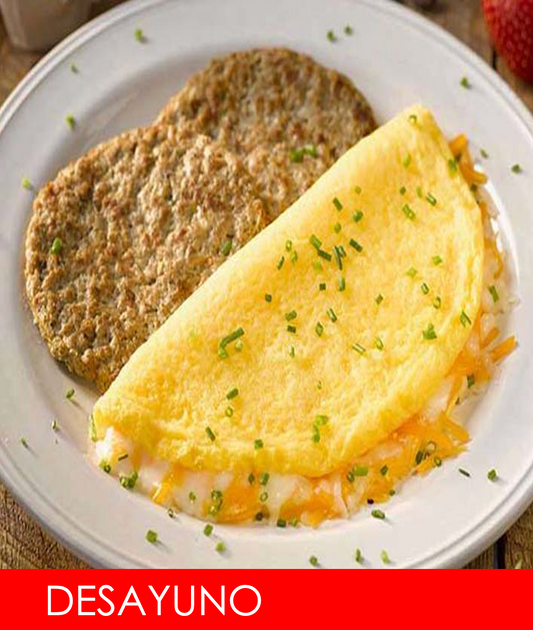 FNB028- Omelet de Queso con Salchicha y Hash Browns