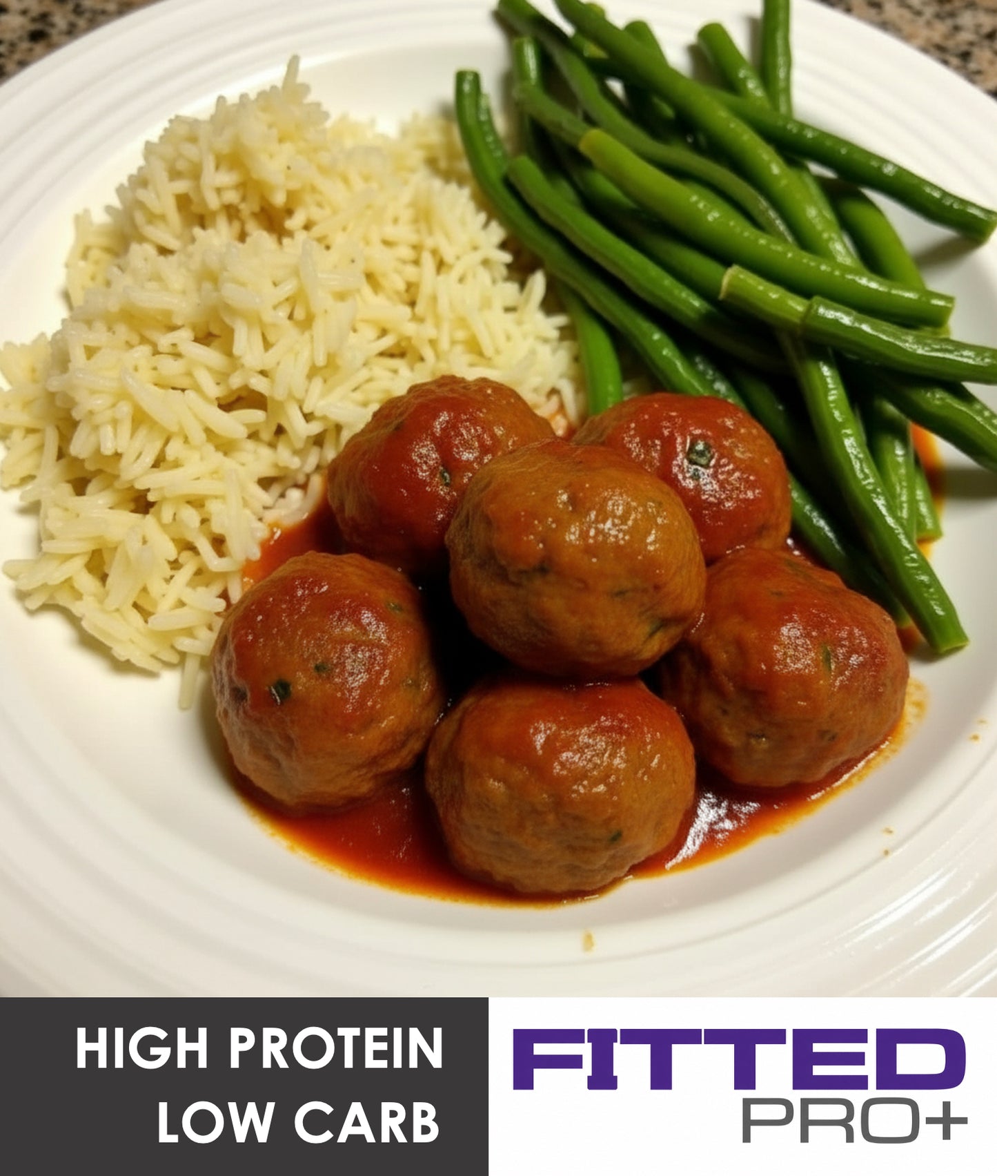 FP009 - ALBONDIGAS DE RES Y CERDO, ARROZ BASMATI Y HABICHUELAS TIERNAS