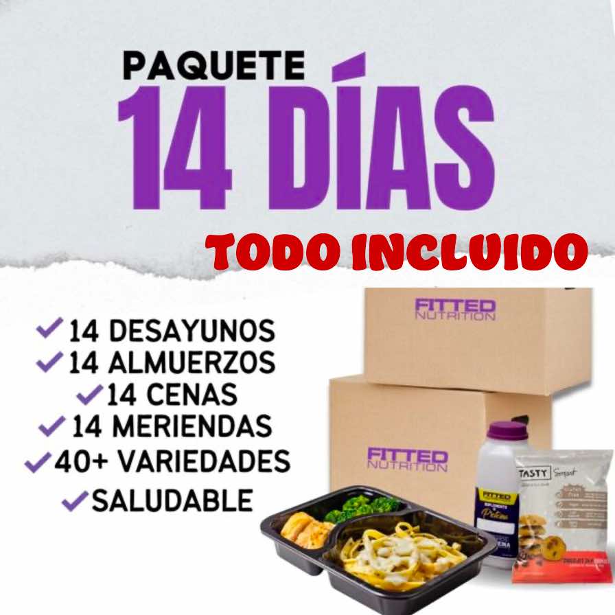 PLAN 14 DÍAS TODO INCLUIDO (14 desayunos, 14 almuerzos, 14 cenas, 14 meriendas)